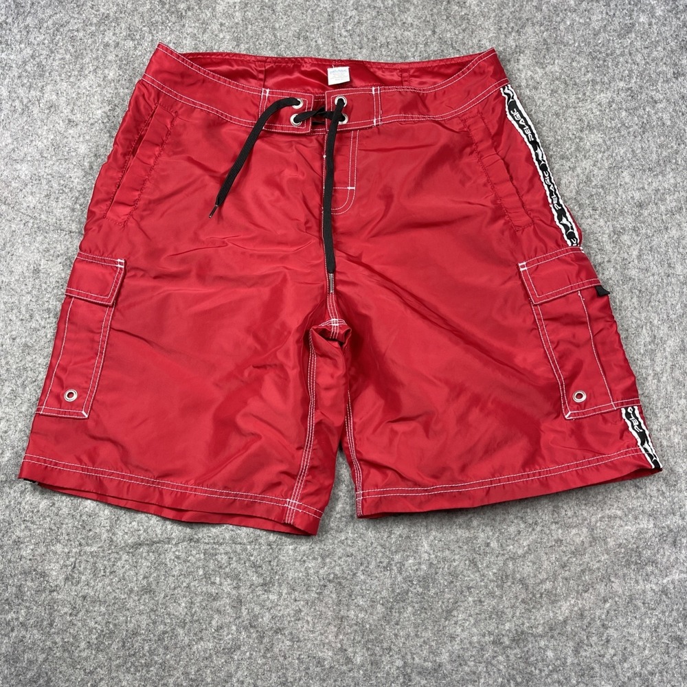 Pelagic Board Shorts Mens 34 Fishing Swim Trunks Red Fin Short Nylon Cargo 9"